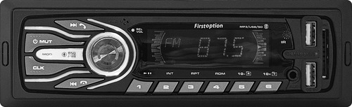 First Option 5566T rádio MP3 som automotivo bluetooth 1 din universal USB LED branco