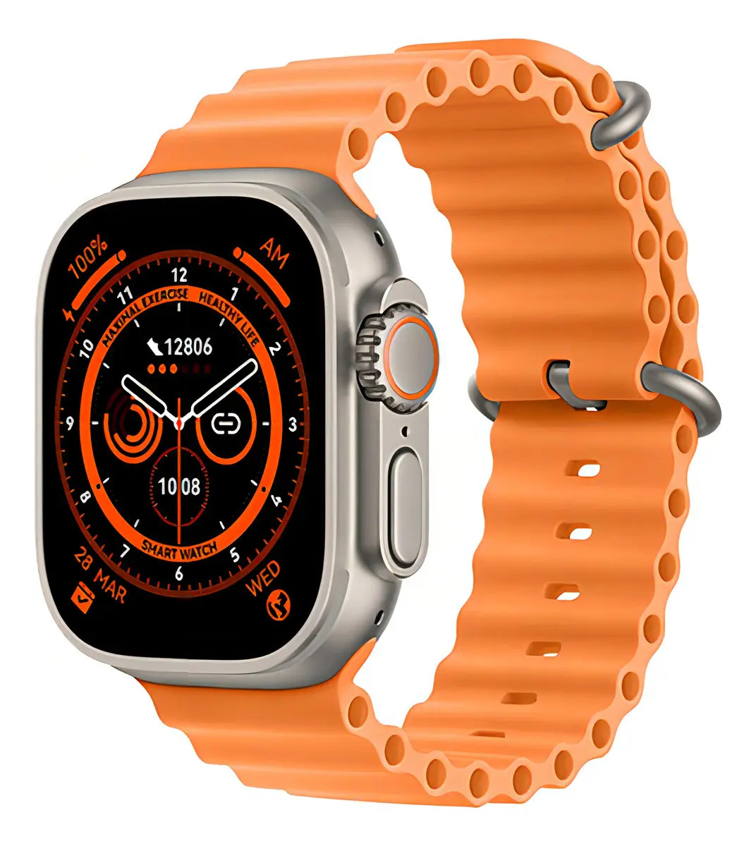 Smartwatch Relógio Ultra Max Series 9 Modelo 2023 Laranja Cor Da Caixa Branco Cor Do Bisel Prateado