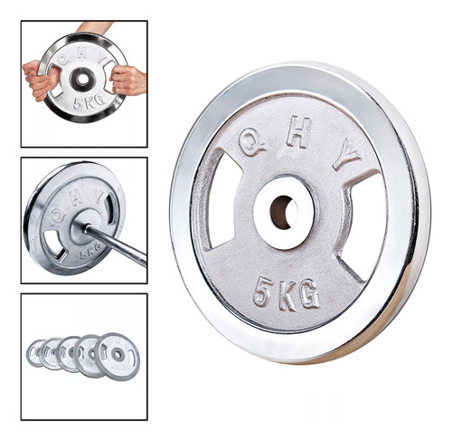 Disco Preolímpico Boomfit 5 Kg Cromado Con Agarres Prof