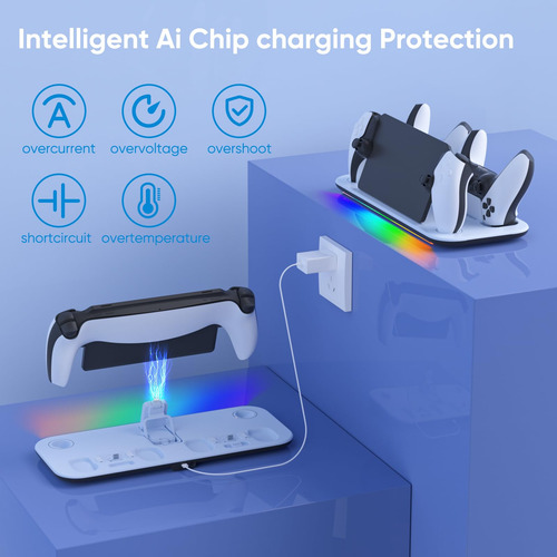Soporte De Carga Ps5 Con Luz Rgb Y Usb-c Para Controladores