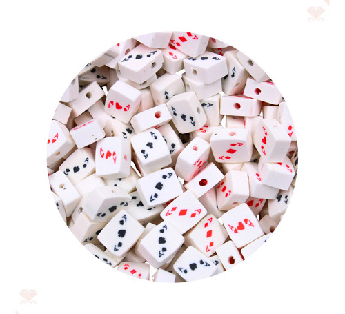 Miçanga Entremeio Cartas Baralho 10x09mm Em Pvc Com 500 Pçs Cor Vermelho/preto/branco Diâmetro 1