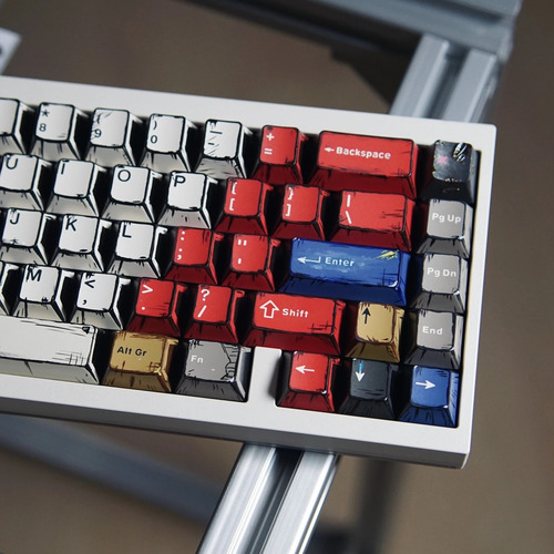 Capa Para Teclas Pbt Comic Style Keycaps Cherry 141 Teclas Branco Inglês Us