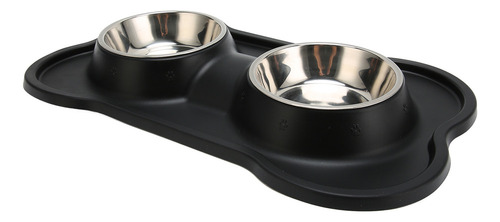 Cuenco Doble Para Perros, Diseño De Borde Elevado De Acero I