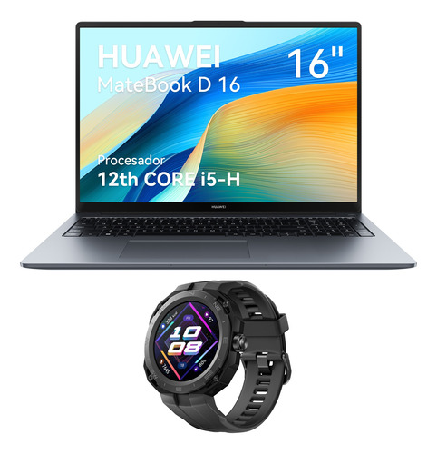 Laptop Huawei Matebook D 16 I5 12a 16+512gb + Smartwatch