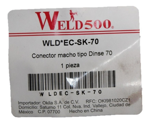 Conector Macho Tipo Dinse 70 - Weld500