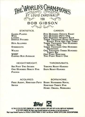 2018 Allen Y Ginter 159 Tarjeta De Béisbol Bob Gibson St. Lo
