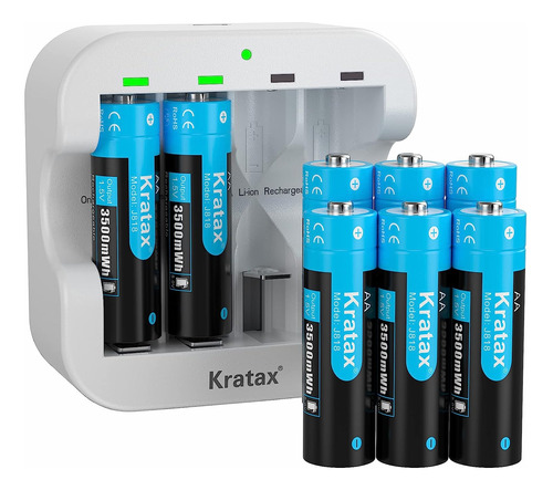 Baterías De Litio Recargables De Kratax Aa, 8 Paquetes De 1.