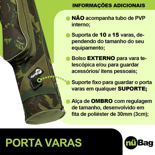 Porta Varas 1,90m Com Bolso E Alça Espaço Conforto Pratico