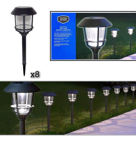 Set X8 Lámpara Led Solar P/ Jardin Camino Exteriores Moderna