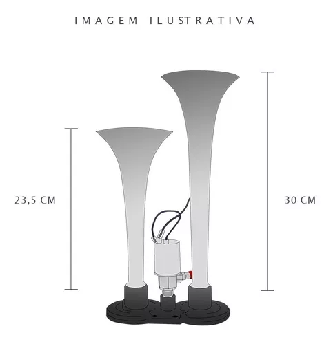 Buzina a Ar Para Caminhão, 2 Cornetas