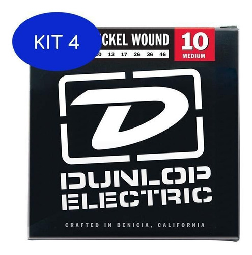 Kit 4 Encordoamento Para Guitarra Dunlop (.010-.046) Medium