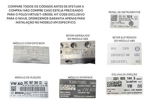 Kit Code Injeção Volkswagen Nivus Highline 1.0 Tsi 2022 (Usado)