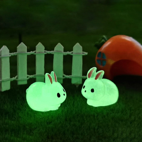 (w) Conejito Luminoso En Miniatura De Resina Que Brilla En L