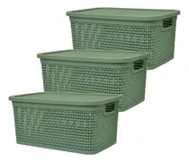 Comprar Set Pack 3 Cajas Organizadoras Simil Ratan 4 Lts Diseño