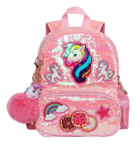 Mochila Escolar Con Lentejuelas De Unicornio Para Niñas, Niñ