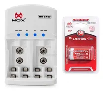 Comprar Carregador De Pilhas Mox Aa Aaa Com 1 Bateria Recarregavel De Litio 450 Mah 9v Mo-9v450 Microfones Violão Cp50 Com Nfe