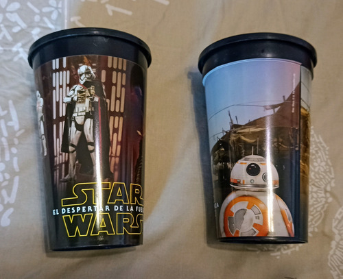 Vasos Starwars Cinemark El Despertar De La Fuerza Precio X 2 Negro
