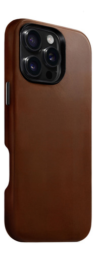 Capinha Capa Case Magbolt Defender Case Para iPhone 16 Pro Max Com Magsafe Em Couro Genuino E Espuma De Memória Espacial Anti-impacto - Saddle Brown