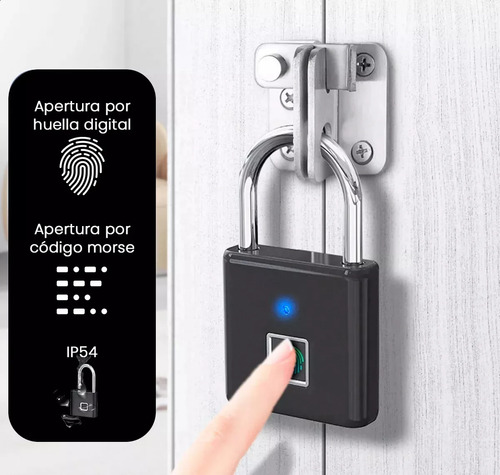 Candado Huella Digital Candados Tactil Resistente Fuerte Usb Negro