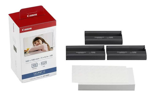 Kit de papel Canon con cartucho KP108in para impresora Selphy 108f