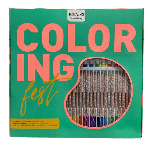 Set Mooving Coloring Fest Caja X 50 Piezas