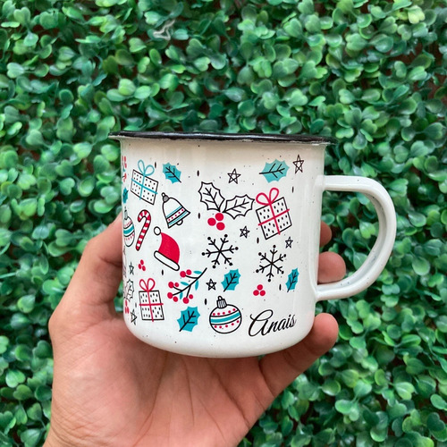 Imagen 4 de 4 de Taza Peltre Regalo Navidad - Santa - Reno Merry Christmas