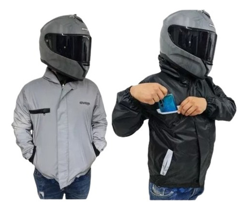 Chaqueta Impermeable Doble Faz Motociclista Reflectiva