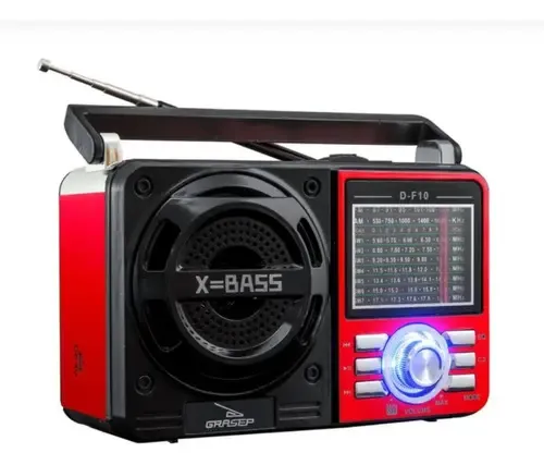 Rádio Retrô Vintage Genegico Bluetooth Usb Cor Vermelho Portátil
