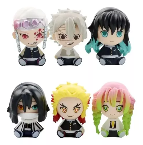 Coleção 6 Action Figure - Demon Slayer Bonecos Kimetsu no Yaiba