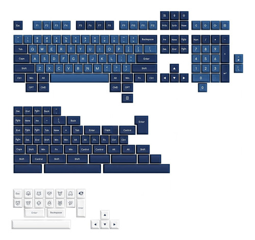 Kit De Teclas Keycaps Akko Sal Profile Ocean Star Abs Double Cor De Teclado Azul Idioma Inglês Us Internacional