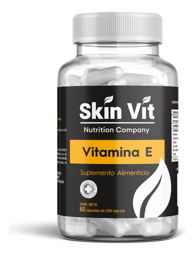 Vitamina E Skin Vit 60 Cápsulas 550mg C/u Súper Premium Sabor Sin sabor