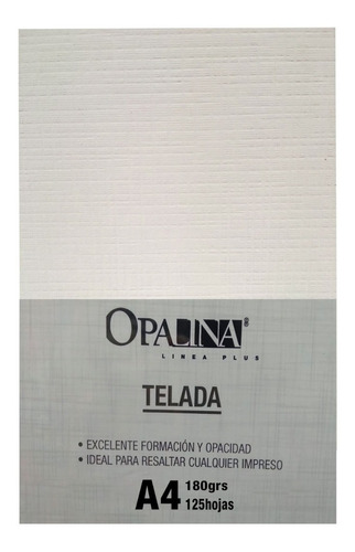 Opalina Telada Blanca 180 Grs. A4 125 Hj.