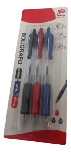 comprar Pack 3 Bolígrafos Lápiz Oficina Hogar Trazo Negro\u002Fazul\u002Frojo