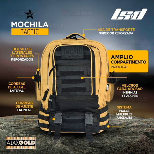 Imagen 6 de 10 de Mochila Tactica Militar Camping Asalto Trekking 45 Litros