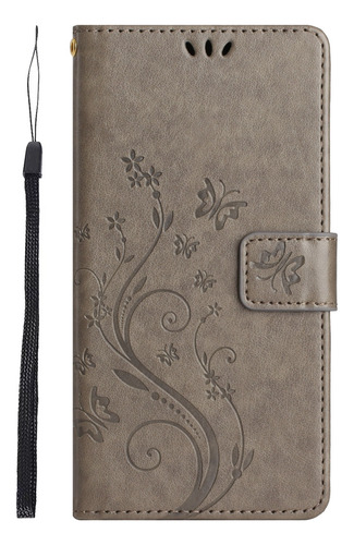 Funda De Piel Con Ranura Tipo Cartera Para Samsung Galaxy A, Color Gris