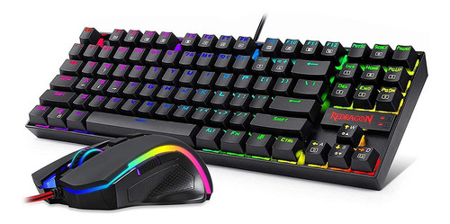 Imagen 5 de 11 de Kit de teclado y mouse gamer Redragon K552RGB-BA Español Latinoamérica de color negro