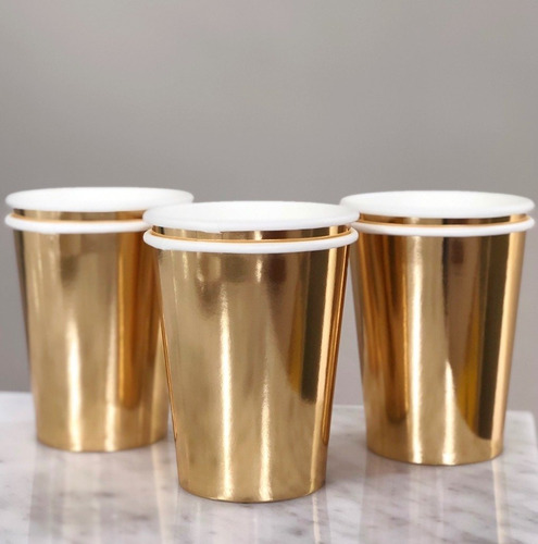Vaso De Polipapel Dorado Plateado Descartables Cotillon