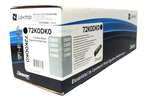 Imagen 1 de 1 de Lexmark Cs820 Cx820 Unidad De Revelado Negro 72k0dk0