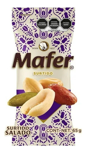 9 Pzas Mezcla De Cacahuate Mafer Surtido Salado 65 G