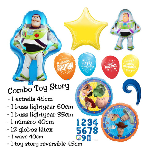 Combo Globos Kit Set Toy Story Buzz Lightyear Fiesta Cumple