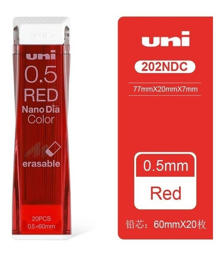 Puntillas 0.5 Color Mix Uni Nano Dia Dibujo Borrables Color Rojo