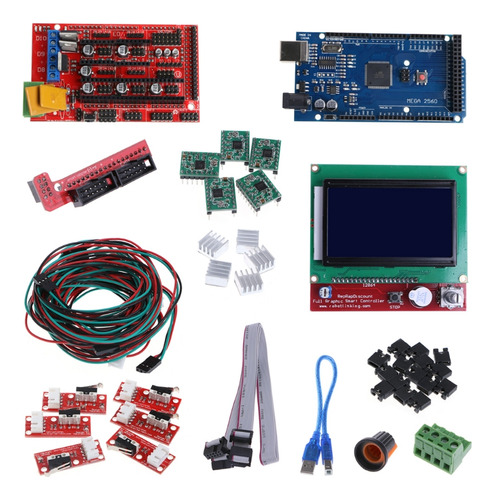 Kit De Impresora 3d Mega 2560 R3+controlador Ramps 1.4+lcd 1