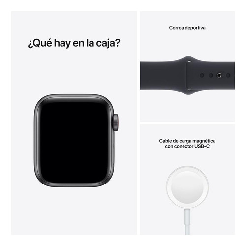 Imagen 7 de 7 de Apple Watch SE (GPS + Cellular, 40mm) - Caja de aluminio color gris espacial - Correa deportiva Azul medianoche
