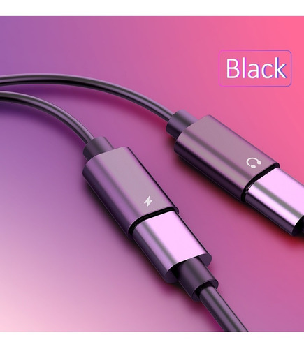 Imagen 3 de 4 de Cable Adaptador Auricular Y Carga 2 En 1 iPhone 7 8 X Clic