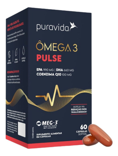 Omega 3 Pulse 60 Caps Epa E Dha + Coenzima Q10 Puravida