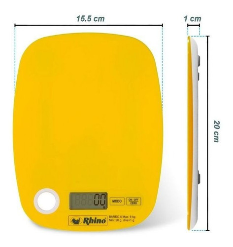 Báscula de cocina digital Rhino BAREC-5 pesa hasta 5kg