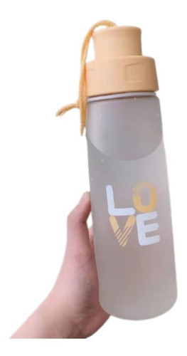 Botella Love Acrilica Amarilla Agua Difusor Deporte Trendy 