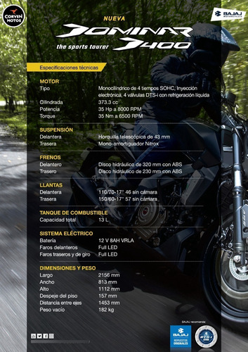 Imagen 17 de 21 de Bajaj Dominar D 400 Tourer Chakan Moto Oficial Plan Ahora 12