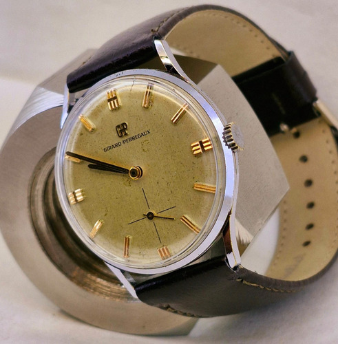 Reloj Girard Perregaux Original Esfera Tropical Default Full Marrón Oscuro Plateado Hermosa Patina Vintage