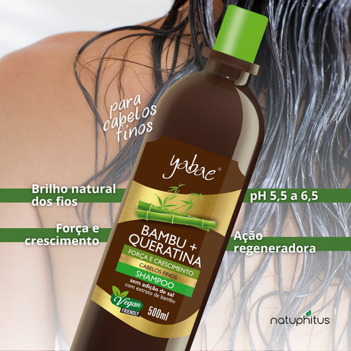 Shampoo Bambu E Queratina 500ml - Yabae Vegano